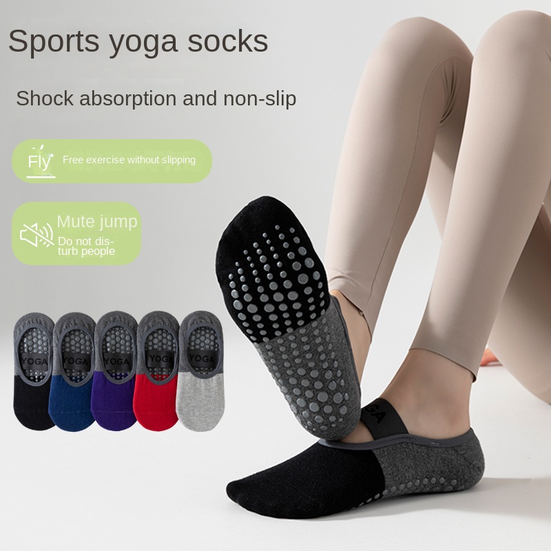 Pilates With Yoga - ถุงเท้าโยคะมืออาชีพข้ามพรมแดน 5 คู่, ถุงเท้าฝ้ายแบบมีสายรัดซิลิโคนกันลื่นสำหรับพิลาทิส ฟิตเนส และเต้นรำ