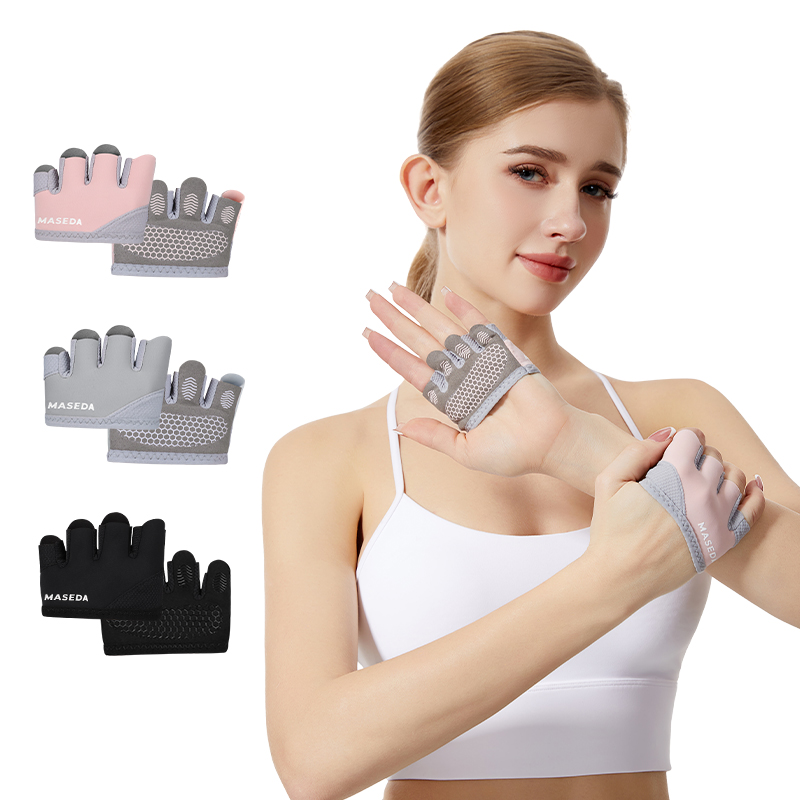 Pilates With Yoga - ถุงมือฟิตเนสแบบไร้นิ้วคู่หนึ่ง: ถุงมือกีฬาป้องกันการเกิดแผลพุพองสำหรับพิลาทิสและโยคะแบบอากาศ—กันลื่นและระบายอากาศได้ดี