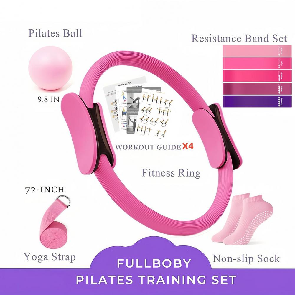 Pilates Yoga Resistance Ring - ชุดอุปกรณ์โยคะ 9 ชิ้น/ชุด พร้อมวงแหวนพิลาทิส ลูกบอลโยคะ ถุงเท้ากันลื่น