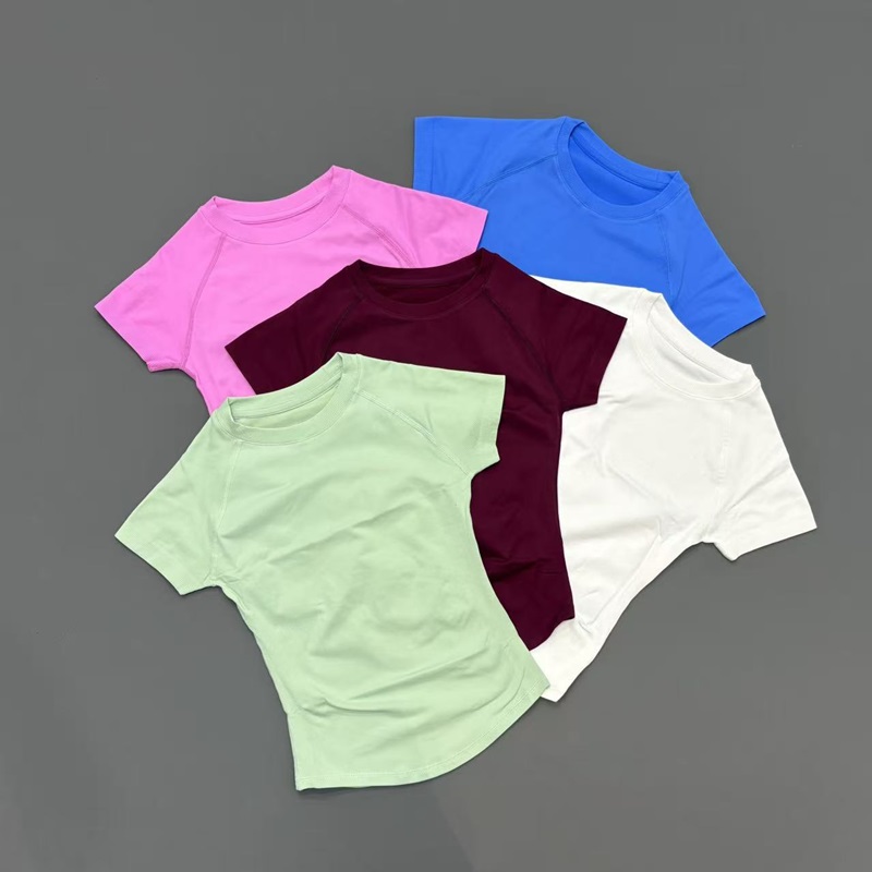 Pilates Yoga Top - เสื้อโยคะแขนสั้นไร้ตะเข็บสำหรับผู้หญิง แห้งเร็ว ระบายอากาศได้ดี ทรงเข้ารูป เหมาะสำหรับออกกำลังกาย วิ่ง