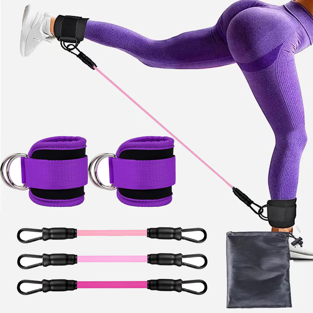 Pilates Ankle Strap - ยางยืดออกกำลังกายแถบรัดข้อเท้าพร้อมสายรัดข้อเท้ายางยืดออกกำลังกายที่บ้านโยคะพิลาทิสอุปกรณ์ยิม
