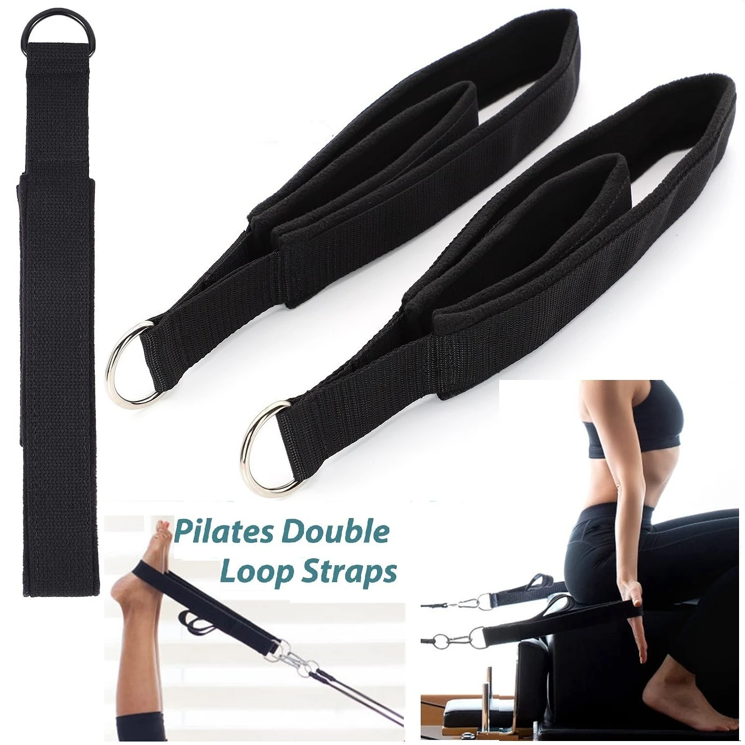Pilates Ankle Strap - แหวนคู่ยืดหยุ่นโยคะพิลาทิสเตียงออกกําลังกายอุปกรณ์เสริมข้อเท้าหัวเข็มขัดพิลาทิสยืดสายรัดต้านทานสายยางยืด