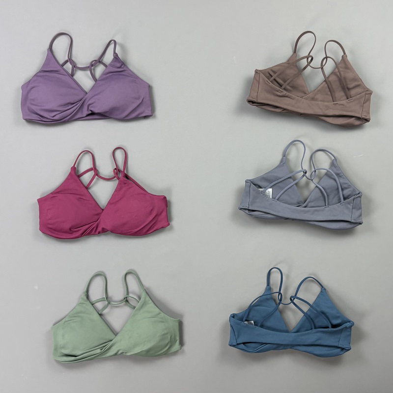 Pilates Yoga Top - เสื้อชั้นในกีฬาผู้หญิง Vision แบบคอวี ด้านหน้าไขว้ สายบาง ไขว้หลัง