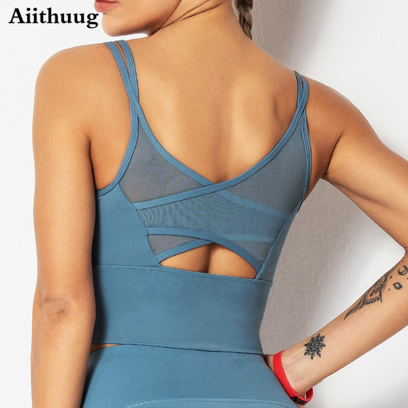Pilates Yoga Top - Aiithuug โยคะฟิตเนสเสื้อวิ่งเสื้อกีฬา Bras ออกกำลังกาย Crop Top
