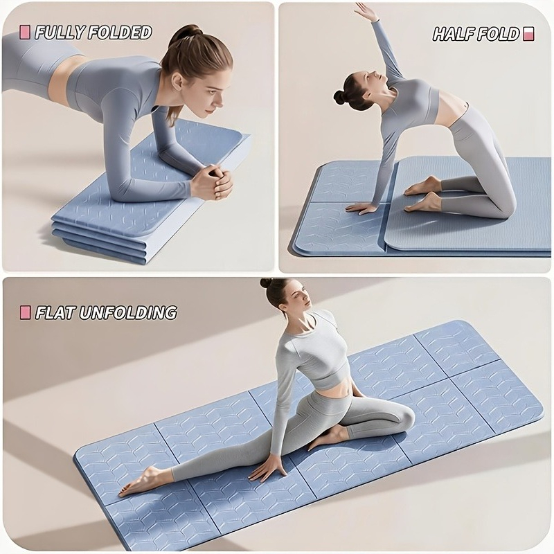 Pilates Yoga Mat Thickness - เสื่อโยคะแบบพับได้หนาพิเศษกันลื่น, เสื่อโยคะแบบพับได้หนา 6 มม., วัสดุ TPE