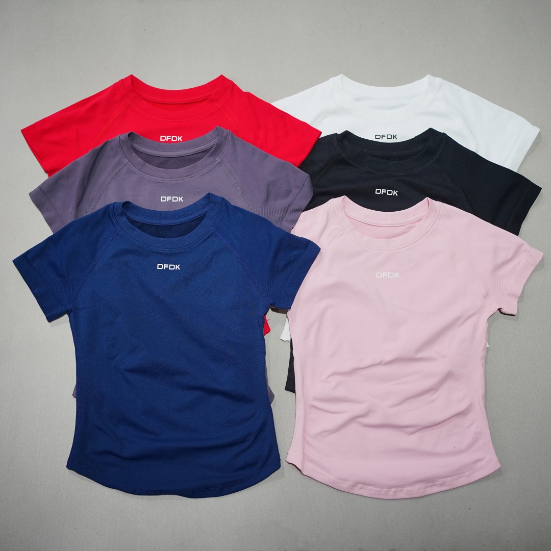 Pilates Yoga Top - DFDK เสื้อยืดแขนสั้นผู้หญิงแบบยืดหยุ่นได้, เสื้อลำลองระบายอากาศได้ดีสำหรับยิม โยคะ จ๊อกกิ้ง ฟิตเนส