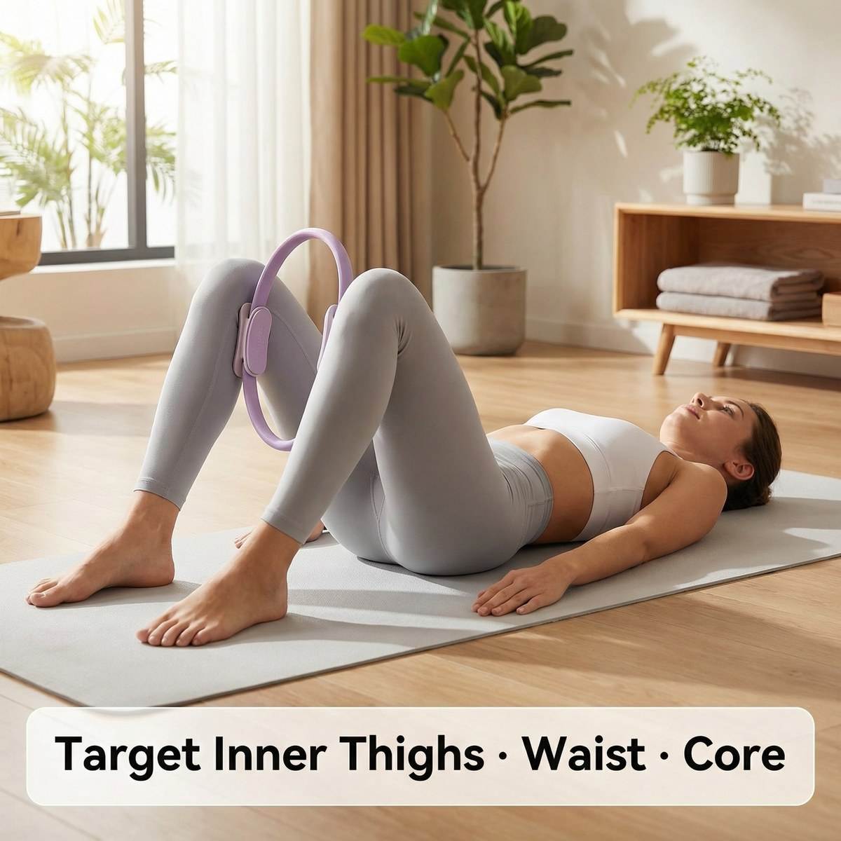 Pilates Yoga Home - วงแหวนพิลาทิสขนาด 38 ซม. วงเวียนโยคะสำหรับฝึกกล้ามเนื้อต้นขาและกระชับกล้ามเนื้ออุ้งเชิงกราน อุปกรณ์ออกกำลังกายที่บ้าน