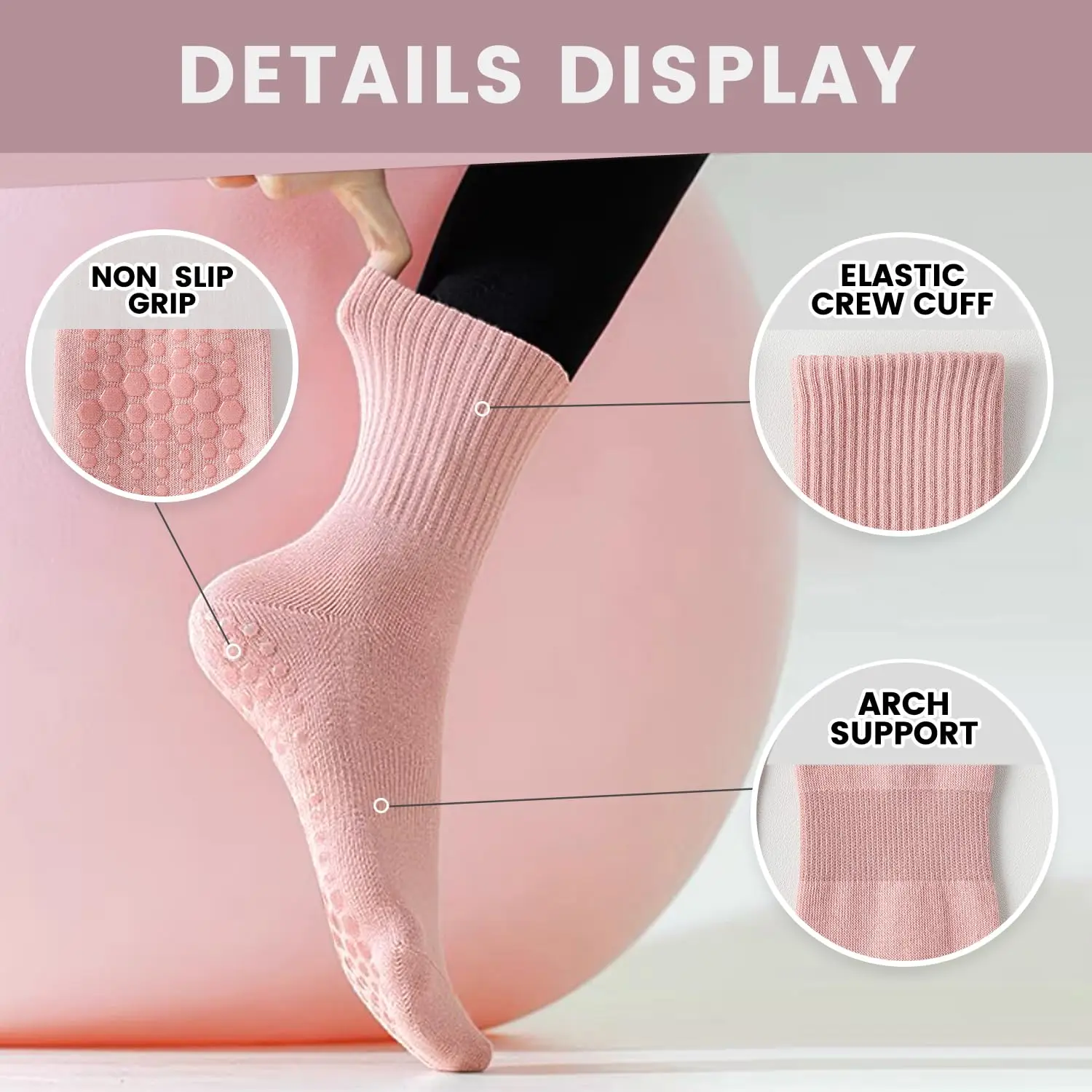 ถุงเท้าโยคะสำหรับผู้หญิง 4 คู่ - Pilates With Yoga บทวิจารณ์และราคา